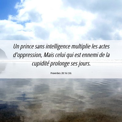 Picture 06 - Proverbes 28:16 LSG - Un prince sans intelligence multiplie les actes - Bible Verse Picture