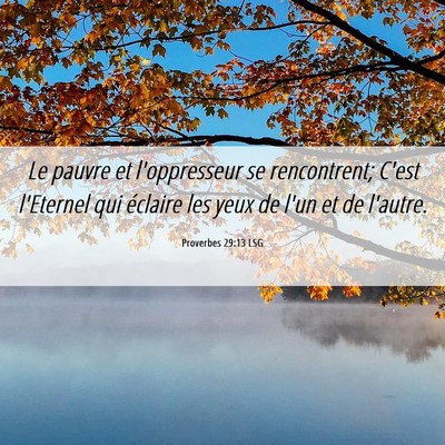 Picture 06 - Proverbes 29:13 LSG - Le pauvre et l'oppresseur se rencontrent; C'est - Bible Verse Picture