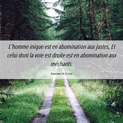 Picture 06 - Proverbes 29:27 LSG - L'homme inique est en abomination aux justes, Et - Bible Verse Picture