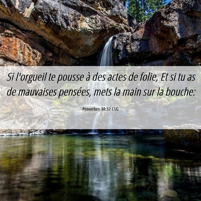 Picture 06 - Proverbes 30:32 LSG - Si l'orgueil te pousse à des actes de folie, Et - Bible Verse Picture