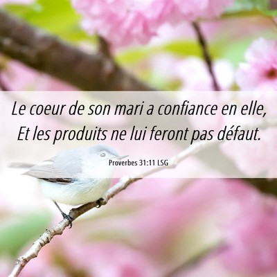 Picture 06 - Proverbes 31:11 LSG - Le coeur de son mari a confiance en elle, Et les - Bible Verse Picture