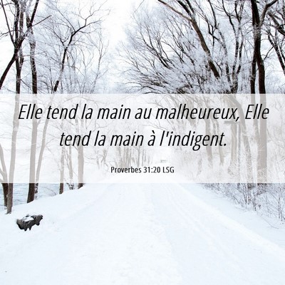 Picture 06 - Proverbes 31:20 LSG - Elle tend la main au malheureux, Elle tend la - Bible Verse Picture
