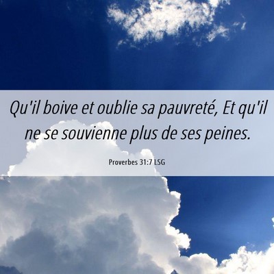 Picture 06 - Proverbes 31:7 LSG - Qu'il boive et oublie sa pauvreté, Et qu'il ne - Bible Verse Picture