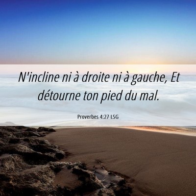 Picture 06 - Proverbes 4:27 LSG - N'incline ni à droite ni à gauche, Et détourne - Bible Verse Picture