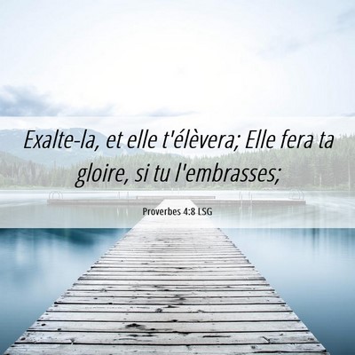 Picture 06 - Proverbes 4:8 LSG - Exalte-la, et elle t'élèvera; Elle fera ta - Bible Verse Picture