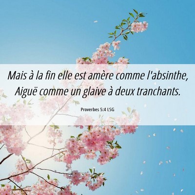 Picture 06 - Proverbes 5:4 LSG - Mais à la fin elle est amère comme l'absinthe, - Bible Verse Picture