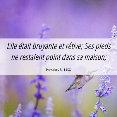 Picture 06 - Proverbes 7:11 LSG - Elle était bruyante et rétive; Ses pieds ne - Bible Verse Picture