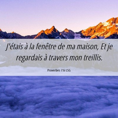 Picture 06 - Proverbes 7:6 LSG - J'étais à la fenêtre de ma maison, Et je - Bible Verse Picture