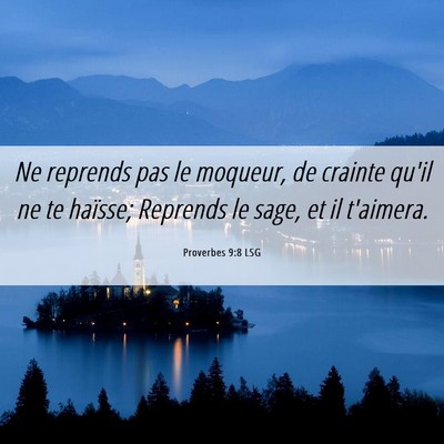Picture 06 - Proverbes 9:8 LSG - Ne reprends pas le moqueur, de crainte qu'il ne - Bible Verse Picture