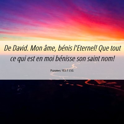 Picture 06 - Psaumes 103:1 LSG - De David. Mon âme, bénis l'Eternel! Que tout ce - Bible Verse Picture