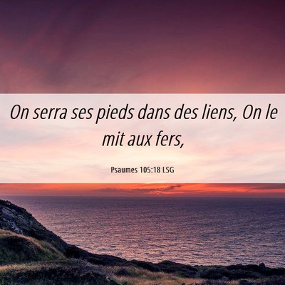 Picture 06 - Psaumes 105:18 LSG - On serra ses pieds dans des liens, On le mit aux - Bible Verse Picture