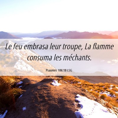 Picture 06 - Psaumes 106:18 LSG - Le feu embrasa leur troupe, La flamme consuma les - Bible Verse Picture