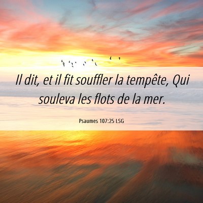 Picture 06 - Psaumes 107:25 LSG - Il dit, et il fit souffler la tempête, Qui - Bible Verse Picture