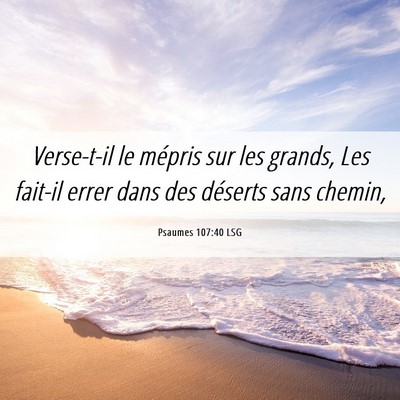 Picture 06 - Psaumes 107:40 LSG - Verse-t-il le mépris sur les grands, Les fait-il - Bible Verse Picture