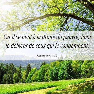Picture 06 - Psaumes 109:31 LSG - Car il se tient à la droite du pauvre, Pour le - Bible Verse Picture