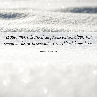 Picture 06 - Psaumes 116:16 LSG - Ecoute-moi, ô Eternel! car je suis ton - Bible Verse Picture
