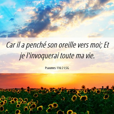 Picture 06 - Psaumes 116:2 LSG - Car il a penché son oreille vers moi; Et je - Bible Verse Picture