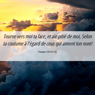 Picture 06 - Psaumes 119:132 LSG - Tourne vers moi ta face, et aie pitié de moi, - Bible Verse Picture
