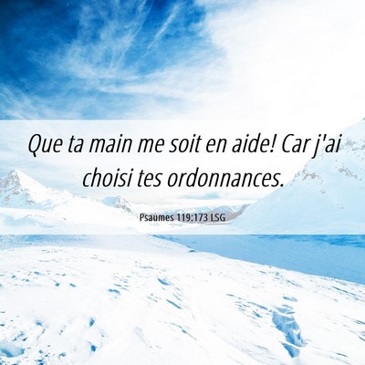 Picture 06 - Psaumes 119:173 LSG - Que ta main me soit en aide! Car j'ai choisi tes - Bible Verse Picture