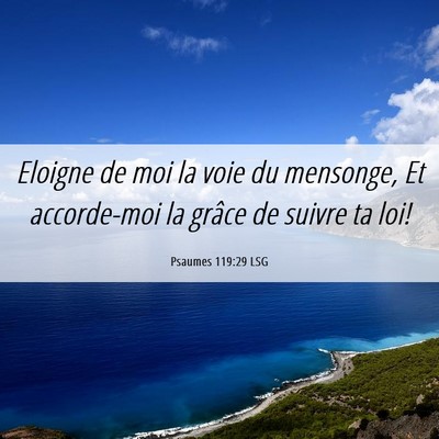Picture 06 - Psaumes 119:29 LSG - Eloigne de moi la voie du mensonge, Et - Bible Verse Picture