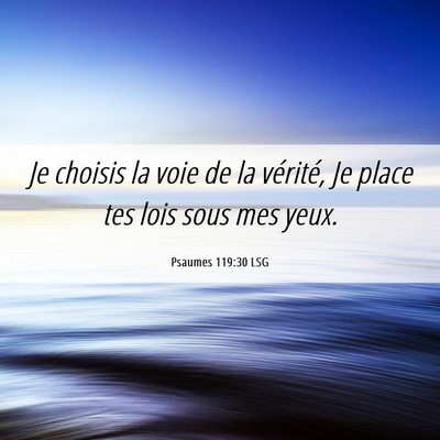 Picture 06 - Psaumes 119:30 LSG - Je choisis la voie de la vérité, Je place tes - Bible Verse Picture