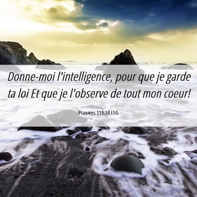 Picture 06 - Psaumes 119:34 LSG - Donne-moi l'intelligence, pour que je garde ta - Bible Verse Picture