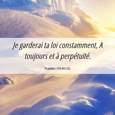 Picture 06 - Psaumes 119:44 LSG - Je garderai ta loi constamment, A toujours et à - Bible Verse Picture