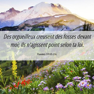 Picture 06 - Psaumes 119:85 LSG - Des orgueilleux creusent des fosses devant moi; - Bible Verse Picture