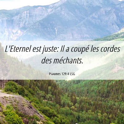 Picture 06 - Psaumes 129:4 LSG - L'Eternel est juste: Il a coupé les cordes des - Bible Verse Picture