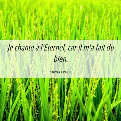 Picture 06 - Psaumes 13:6 LSG - Je chante à l'Eternel, car il m'a fait du - Bible Verse Picture