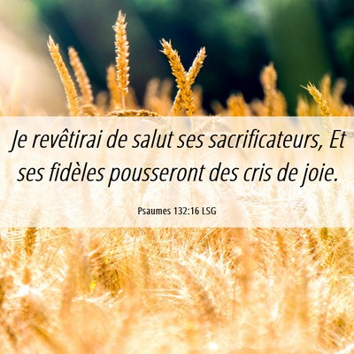 Picture 06 - Psaumes 132:16 LSG - Je revêtirai de salut ses sacrificateurs, Et ses - Bible Verse Picture