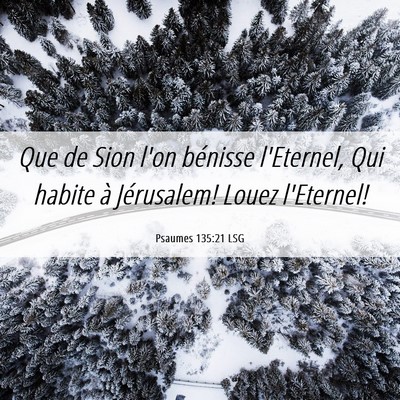 Picture 06 - Psaumes 135:21 LSG - Que de Sion l'on bénisse l'Eternel, Qui habite - Bible Verse Picture