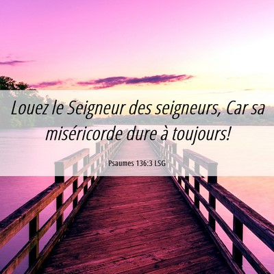 Picture 06 - Psaumes 136:3 LSG - Louez le Seigneur des seigneurs, Car sa - Bible Verse Picture