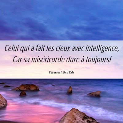 Picture 06 - Psaumes 136:5 LSG - Celui qui a fait les cieux avec intelligence, Car - Bible Verse Picture