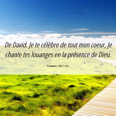 Picture 06 - Psaumes 138:1 LSG - De David. Je te célèbre de tout mon coeur, Je - Bible Verse Picture