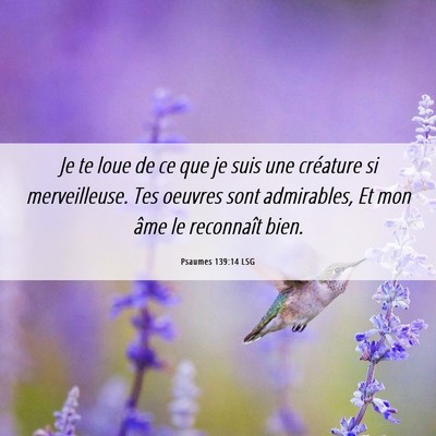 Picture 06 - Psaumes 139:14 LSG - Je te loue de ce que je suis une créature si - Bible Verse Picture