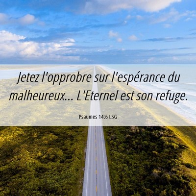 Picture 06 - Psaumes 14:6 LSG - Jetez l'opprobre sur l'espérance du - Bible Verse Picture