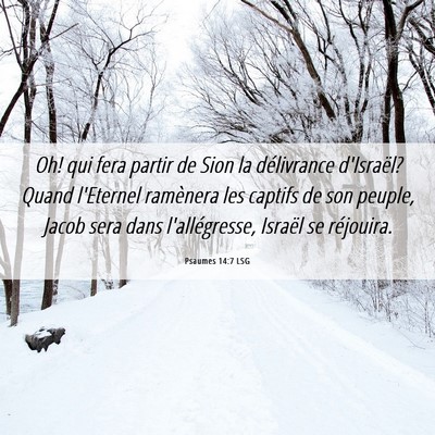 Picture 06 - Psaumes 14:7 LSG - Oh! qui fera partir de Sion la délivrance - Bible Verse Picture
