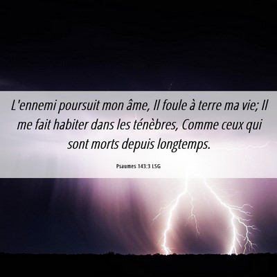 Picture 06 - Psaumes 143:3 LSG - L'ennemi poursuit mon âme, Il foule à terre ma - Bible Verse Picture