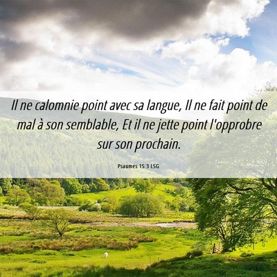 Picture 06 - Psaumes 15:3 LSG - Il ne calomnie point avec sa langue, Il ne fait - Bible Verse Picture