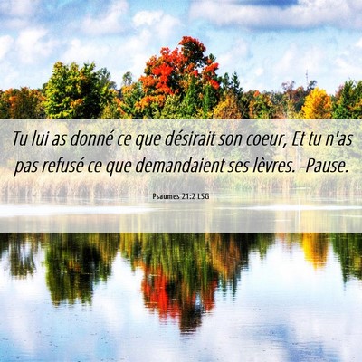 Picture 06 - Psaumes 21:2 LSG - Tu lui as donné ce que désirait son coeur, Et - Bible Verse Picture