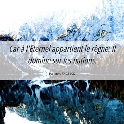Picture 06 - Psaumes 22:28 LSG - Car à l'Eternel appartient le règne: Il domine - Bible Verse Picture