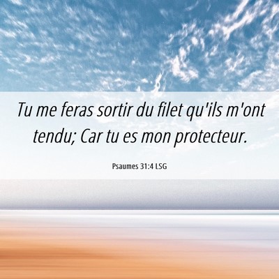 Picture 06 - Psaumes 31:4 LSG - Tu me feras sortir du filet qu'ils m'ont tendu; - Bible Verse Picture