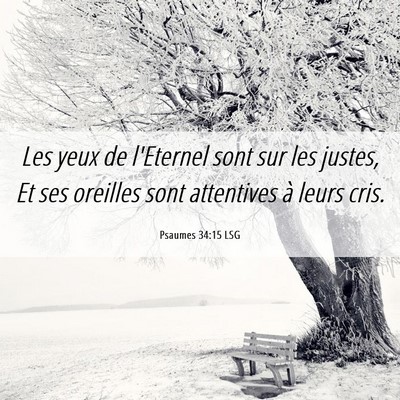 Picture 06 - Psaumes 34:15 LSG - Les yeux de l'Eternel sont sur les justes, Et ses - Bible Verse Picture