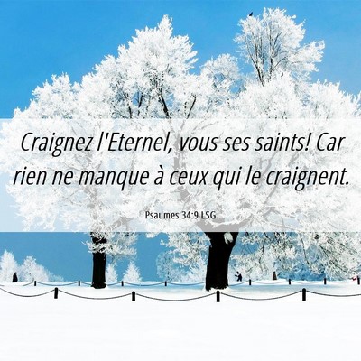 Picture 06 - Psaumes 34:9 LSG - Craignez l'Eternel, vous ses saints! Car rien ne - Bible Verse Picture