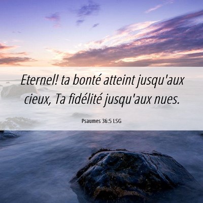 Picture 06 - Psaumes 36:5 LSG - Eternel! ta bonté atteint jusqu'aux cieux, Ta - Bible Verse Picture