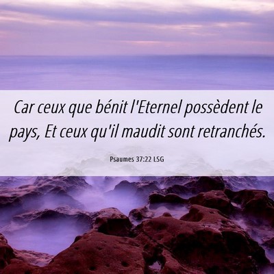 Picture 06 - Psaumes 37:22 LSG - Car ceux que bénit l'Eternel possèdent le pays, - Bible Verse Picture