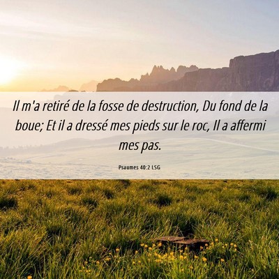 Picture 06 - Psaumes 40:2 LSG - Il m'a retiré de la fosse de destruction, Du - Bible Verse Picture