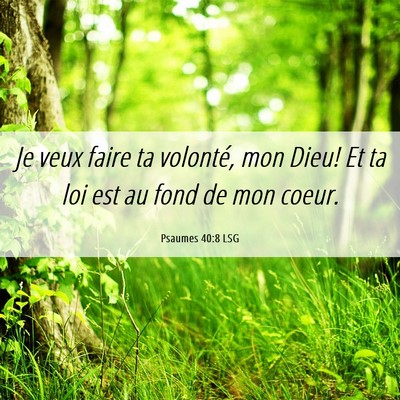 Picture 06 - Psaumes 40:8 LSG - Je veux faire ta volonté, mon Dieu! Et ta loi - Bible Verse Picture