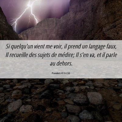 Picture 06 - Psaumes 41:6 LSG - Si quelqu'un vient me voir, il prend un langage - Bible Verse Picture